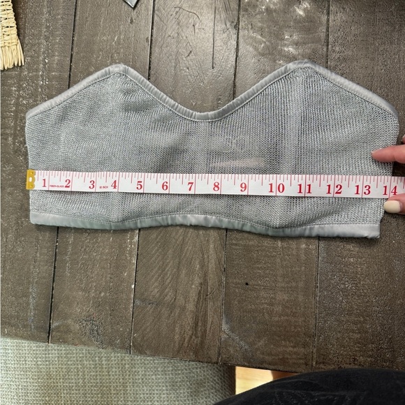 VICTORIAS SECRET NWT Silver Gray Metallic Mesh Bralette Sheer With Boning Size L - Picture 3 of 8